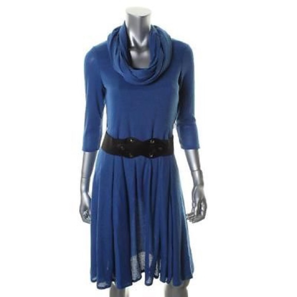 Robbie Bee Blue Sweater Dress - NO BELT INCLUDED - Size Large Petite